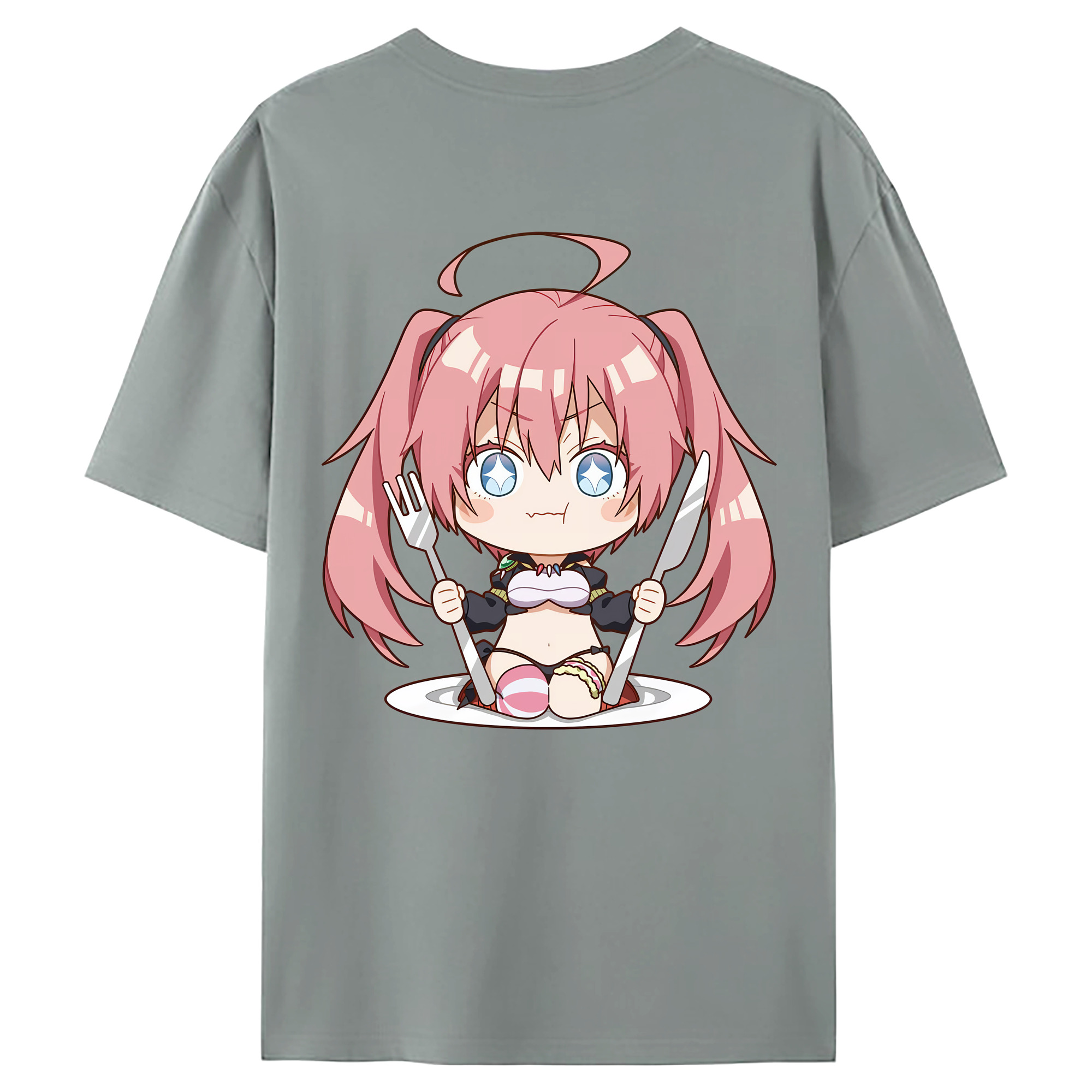 （画像用） 転スラ Regarding Reincarnated to Slime 綿100％ メンズ半袖Tシャツ（バックプリント） 通気性